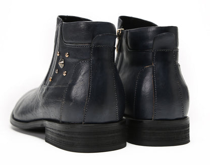Mens Genuine Leather Zipper Beads Prom Casual Dress Ankle Boots