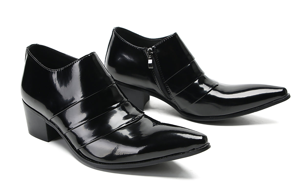 Mens Silp On Casual Dress Party Leather Pointed Toe Heel Pumps Loafers