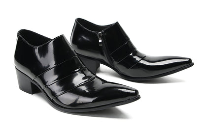 Mens Silp On Casual Dress Party Leather Pointed Toe Heel Pumps Loafers