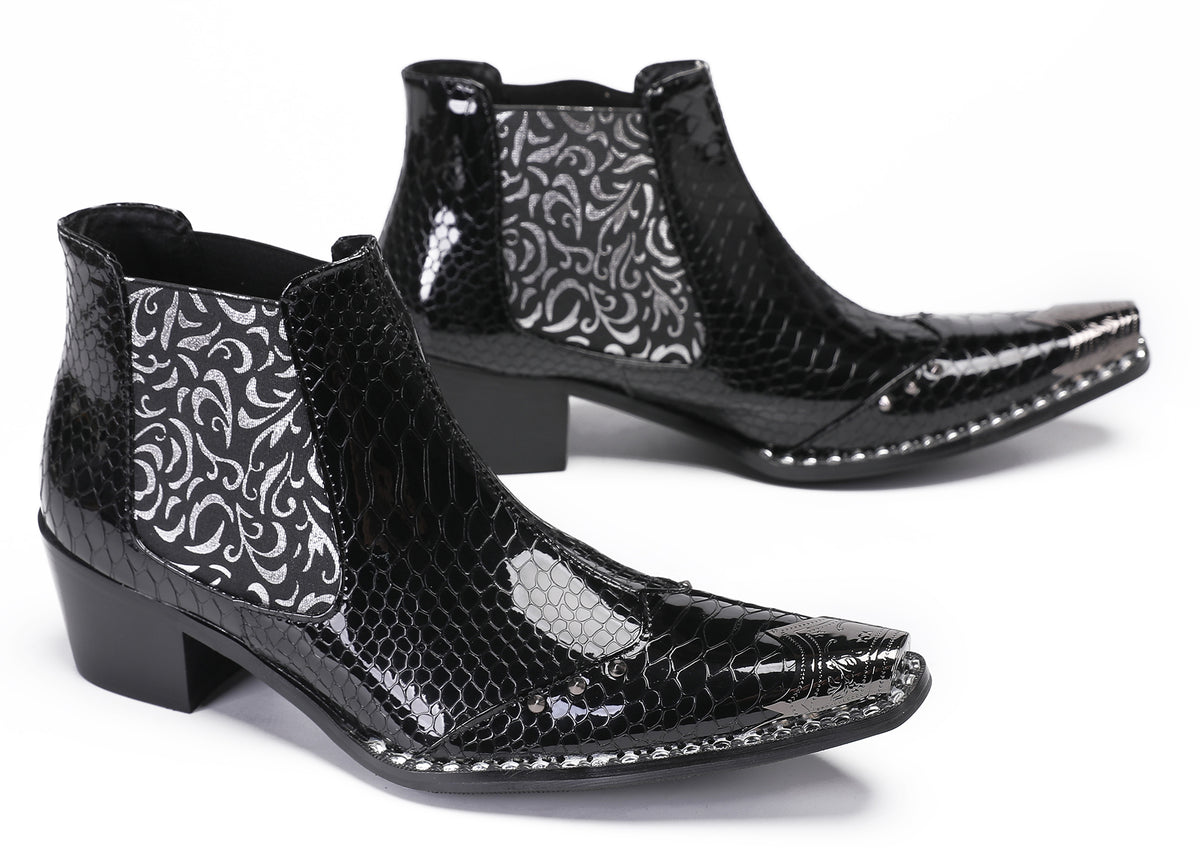 Mens Metal Wingtip Genuine Leather Singer Western Chelsea Boots