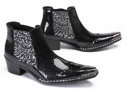 Mens Metal Wingtip Genuine Leather Singer Western Chelsea Boots