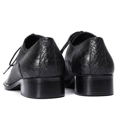 Mens Top-Grain Leather Croc-Embossed Casual Oxfords Shoes