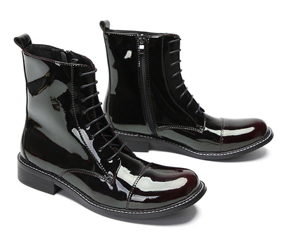 Mens Patent Leather Casual Dress Western Oxfords Boots
