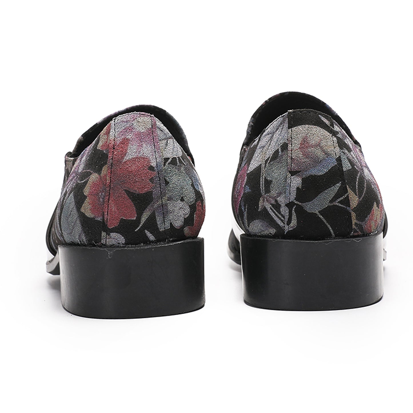 Men¡¯s Handmade Floral Top-Grain Leather Metal Square Toe Loafers