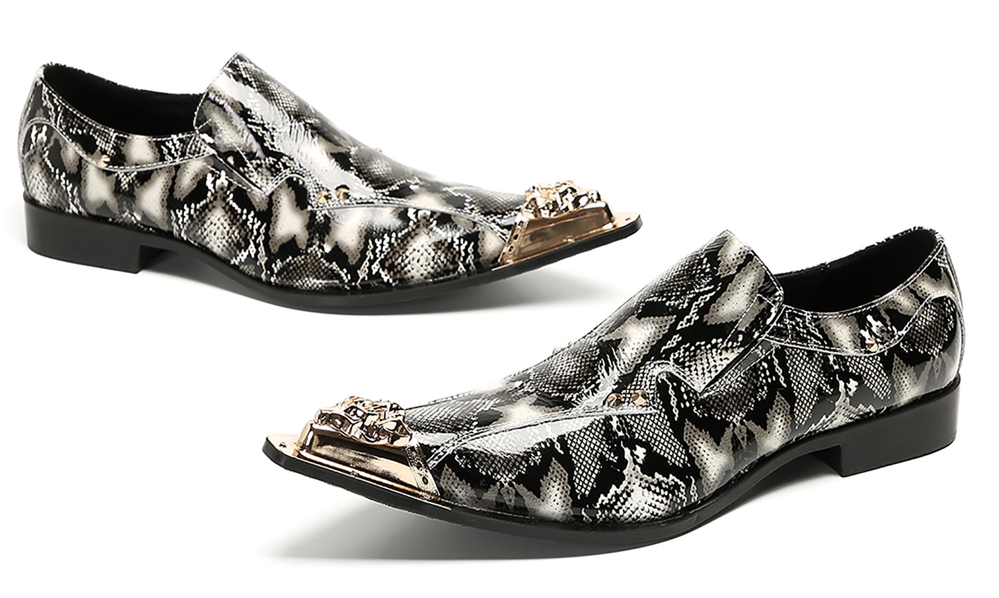Mens Party Dress Slip On Casual Metal Pointed Toe Western Loafers