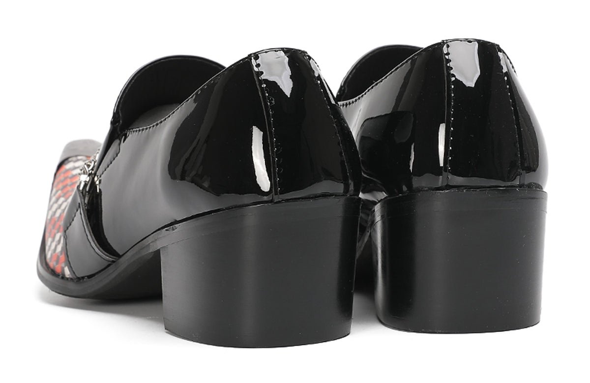 Mens Chain Color-Weave Vamp Two-Tone Western Loafers