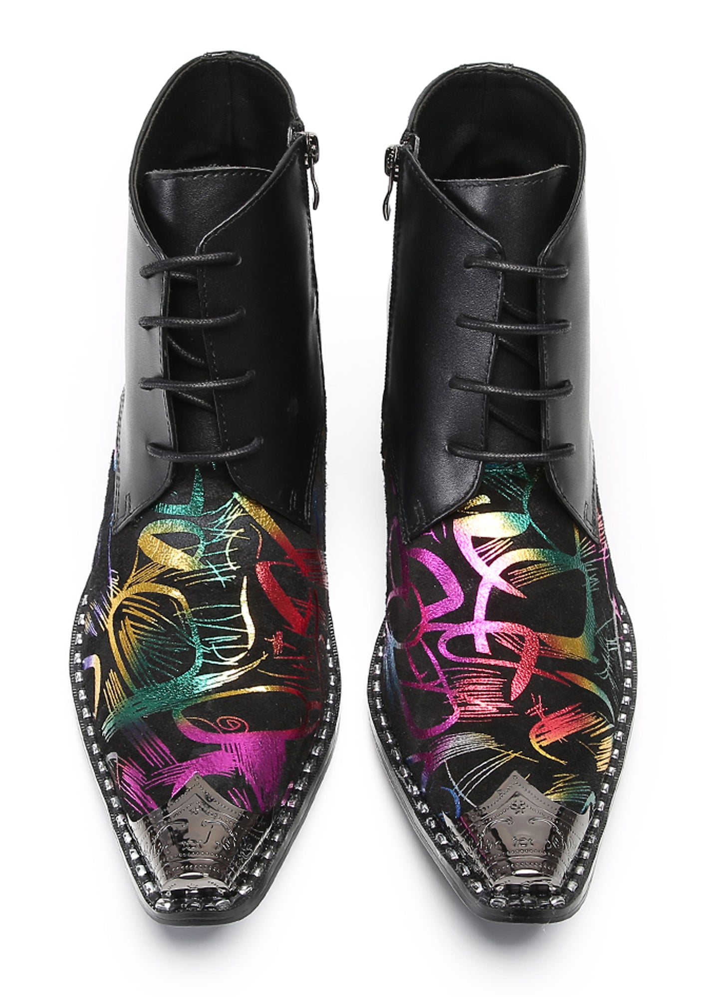 Men‘s  Colorful Abstract Print Ankle Western Oxfords Boots