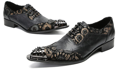 Mens Genunie Leathe Party Dress Casual Two Tone Metal Wingtip Toe Western Oxfords