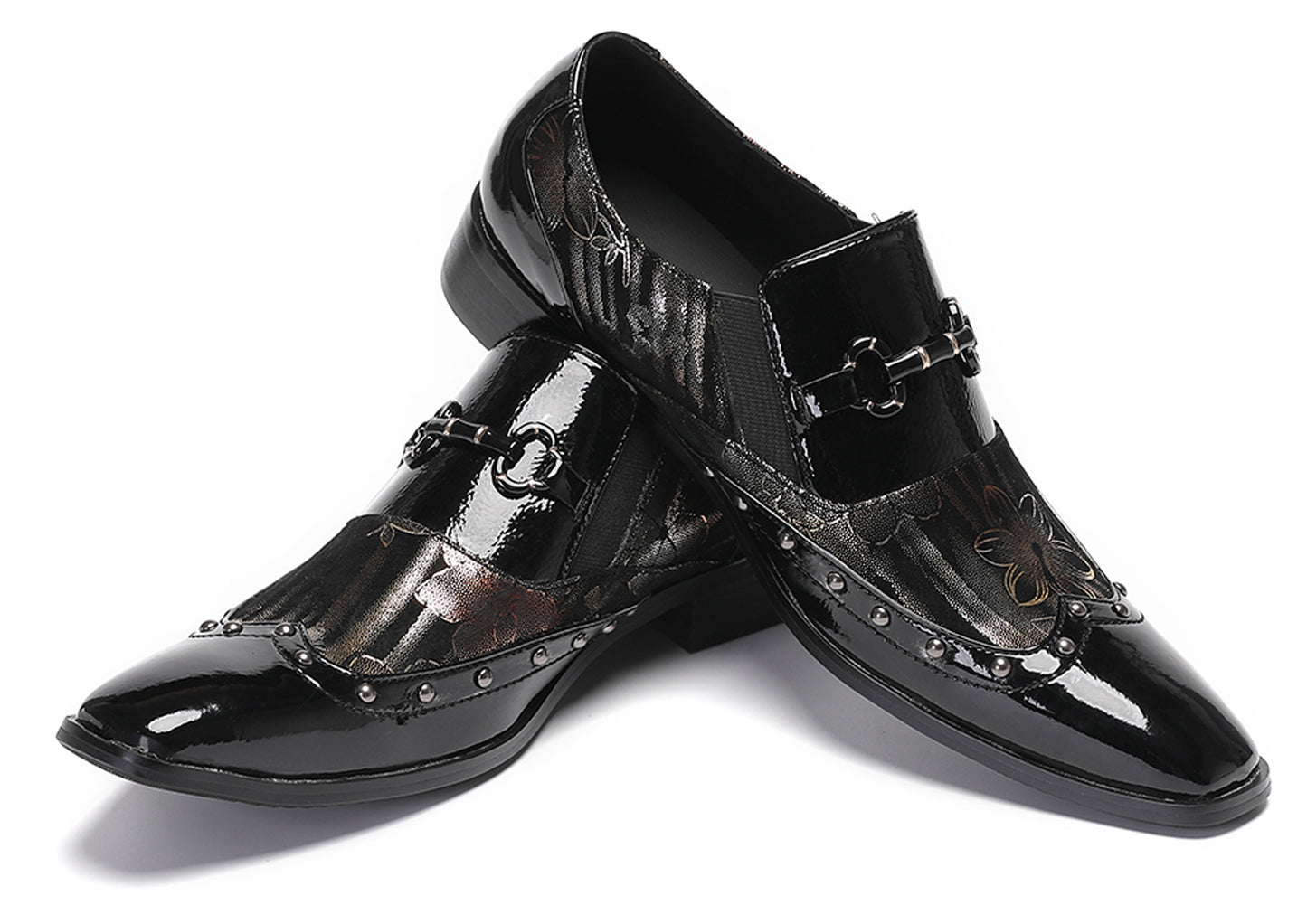 Mens Genuine Leather Two-Tone Design Party  Loafers
