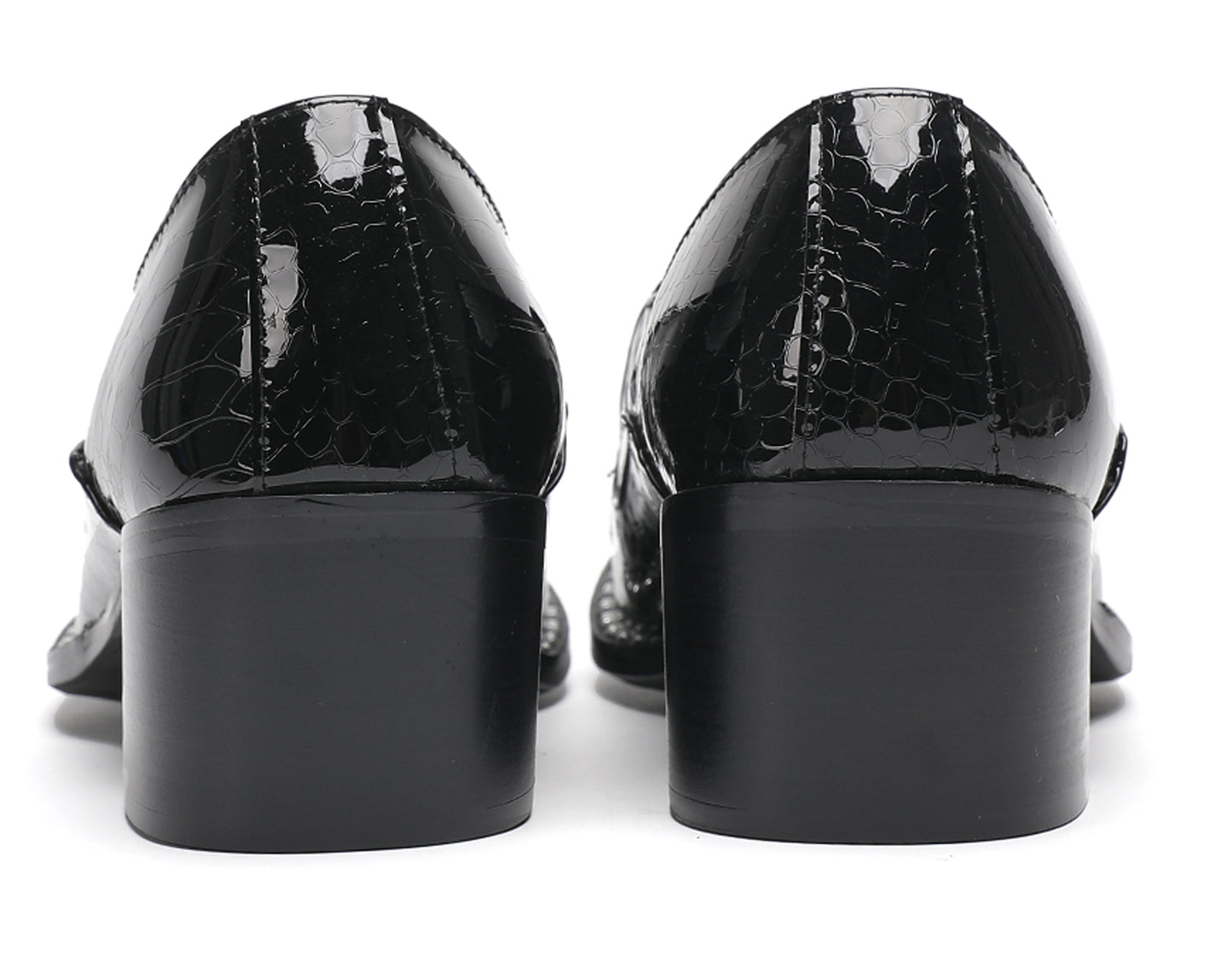 Mens Metal Pointed Toe Block Heel Party Western Loafers