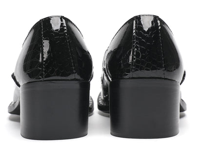Mens Metal Pointed Toe Block Heel Party Western Loafers