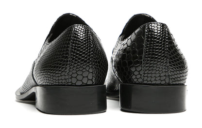 Mens Embroidered Rose Snake Pattern Patent Leather Western Loafers