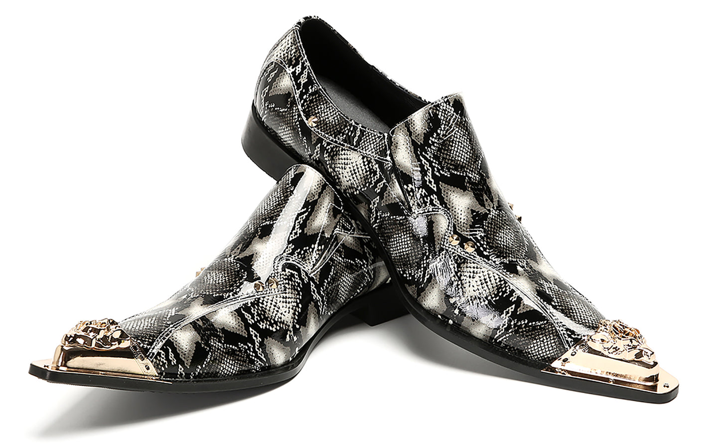 Mens Party Dress Slip On Casual Metal Pointed Toe Western Loafers