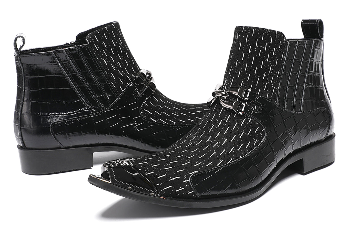 Mens Top-Grain Leather Party Dress Ankle Cowboy Western Boots