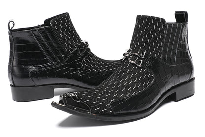 Mens Top-Grain Leather Party Dress Ankle Cowboy Western Boots