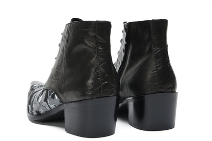 Mens Genunie Leather Zipper Lace-Up Ankle Western Oxfords Boots