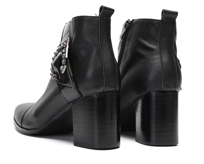 Mens Genunie Leather Beaded Buckle Heel Ankle Boots