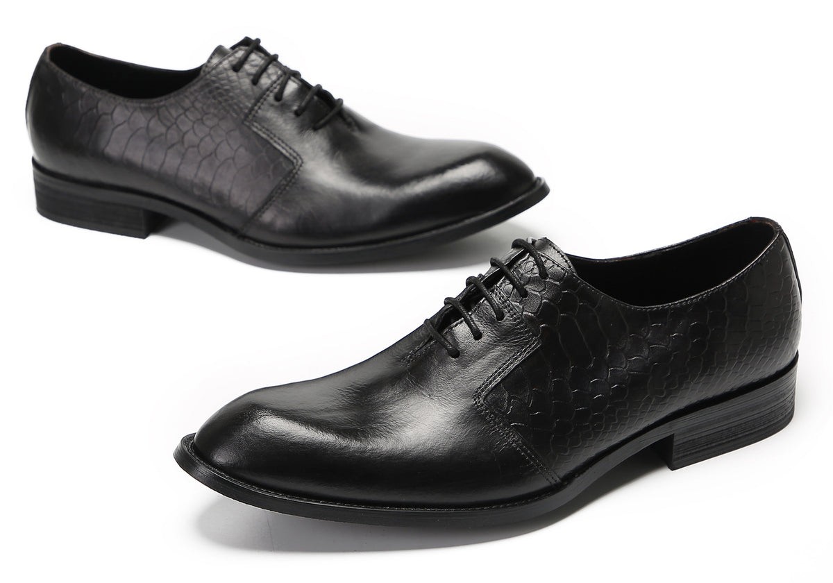 Mens Dress Prom Crocodile Printed Tuxedo Oxfords