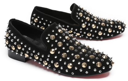 Mens Rocker Suede Party Dsico Ballroom Bar Disco Studded Loafers