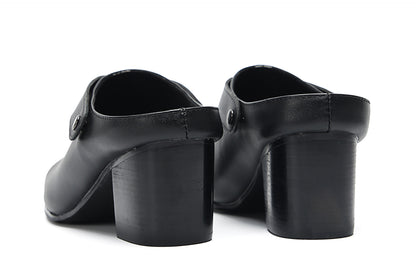 Mens Genunie Leather Mules Slip On Casual Slippers Heel Sandals Clogs Loafers