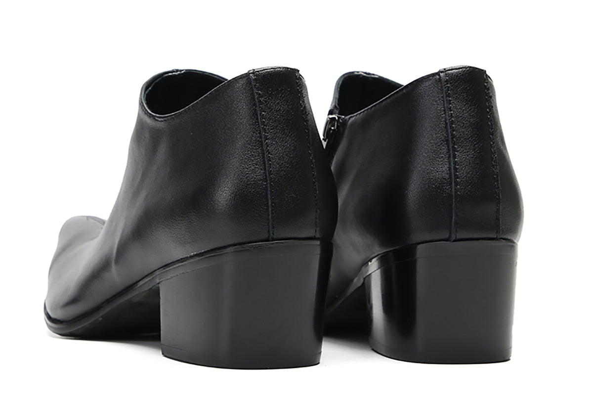 Mens Casual Dress Party Leather Zipper Pointed Toe Heel Pumps Loafers