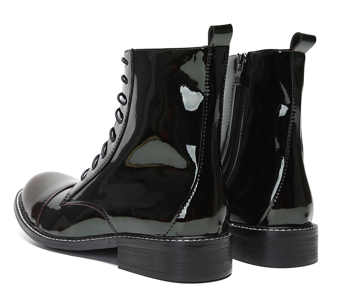 Mens Patent Leather Casual Dress Western Oxfords Boots