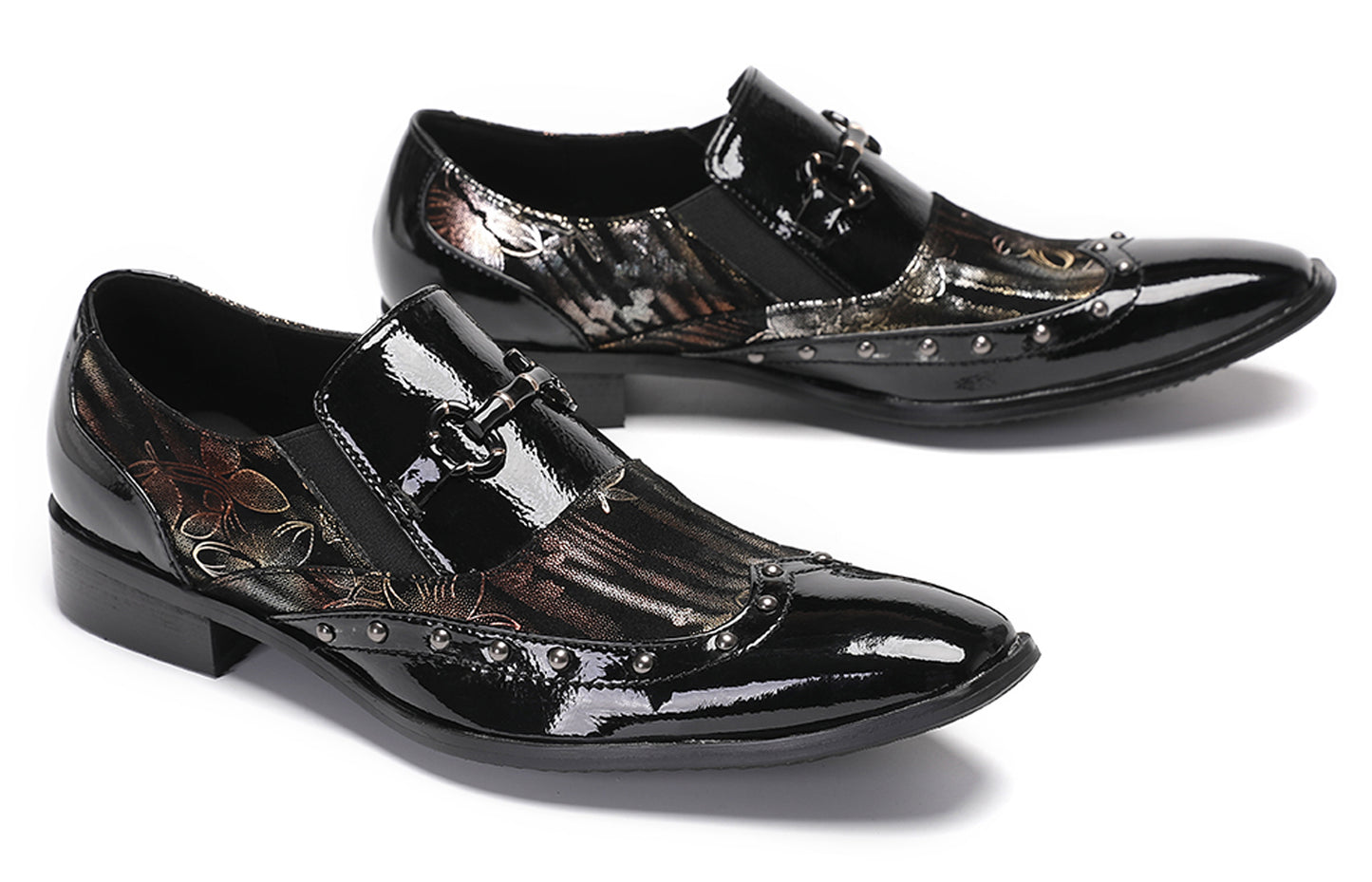Mens Genuine Leather Two-Tone Design Party  Loafers