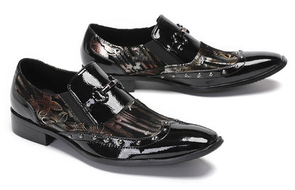 Mens Genuine Leather Two-Tone Design Party  Loafers