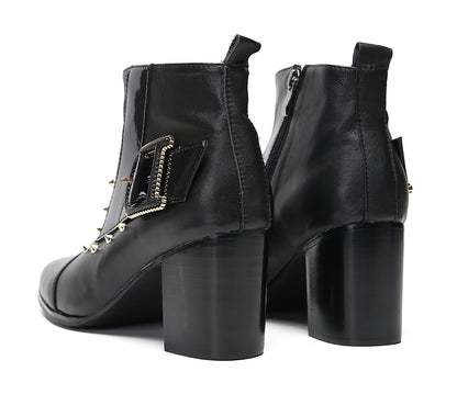 Mens Genunie Leather Zipper D-Buckle On Side Heel Ankle Boots