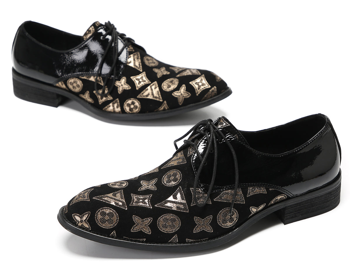 Mens Black Dress Two Tone Leather Fashion Tuxedo Wingtip Oxfords