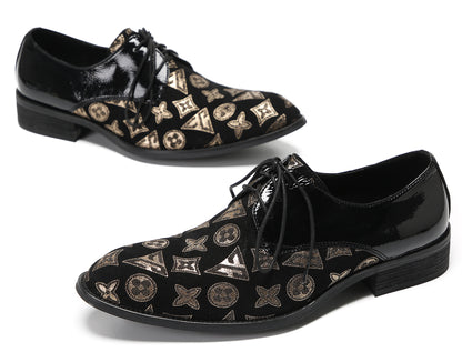 Mens Black Dress Two Tone Leather Fashion Tuxedo Wingtip Oxfords