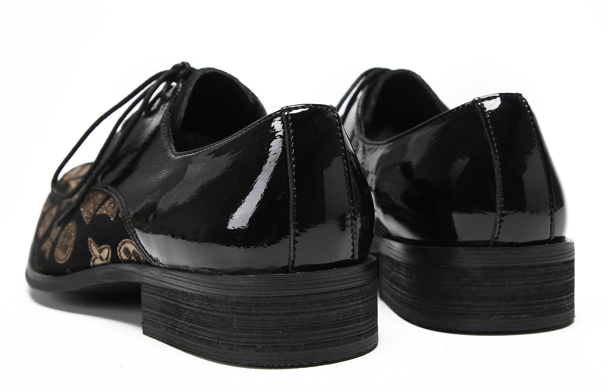 Mens Black Dress Two Tone Leather Fashion Tuxedo Wingtip Oxfords