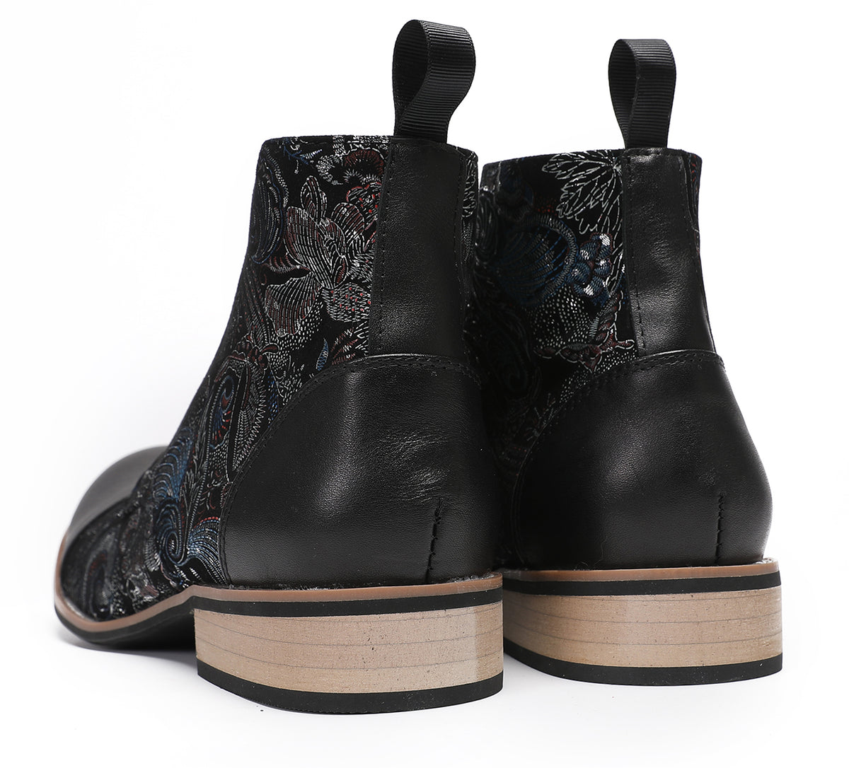 Mens Genuine Leather Embroidery Square Toe Oxfords Boots