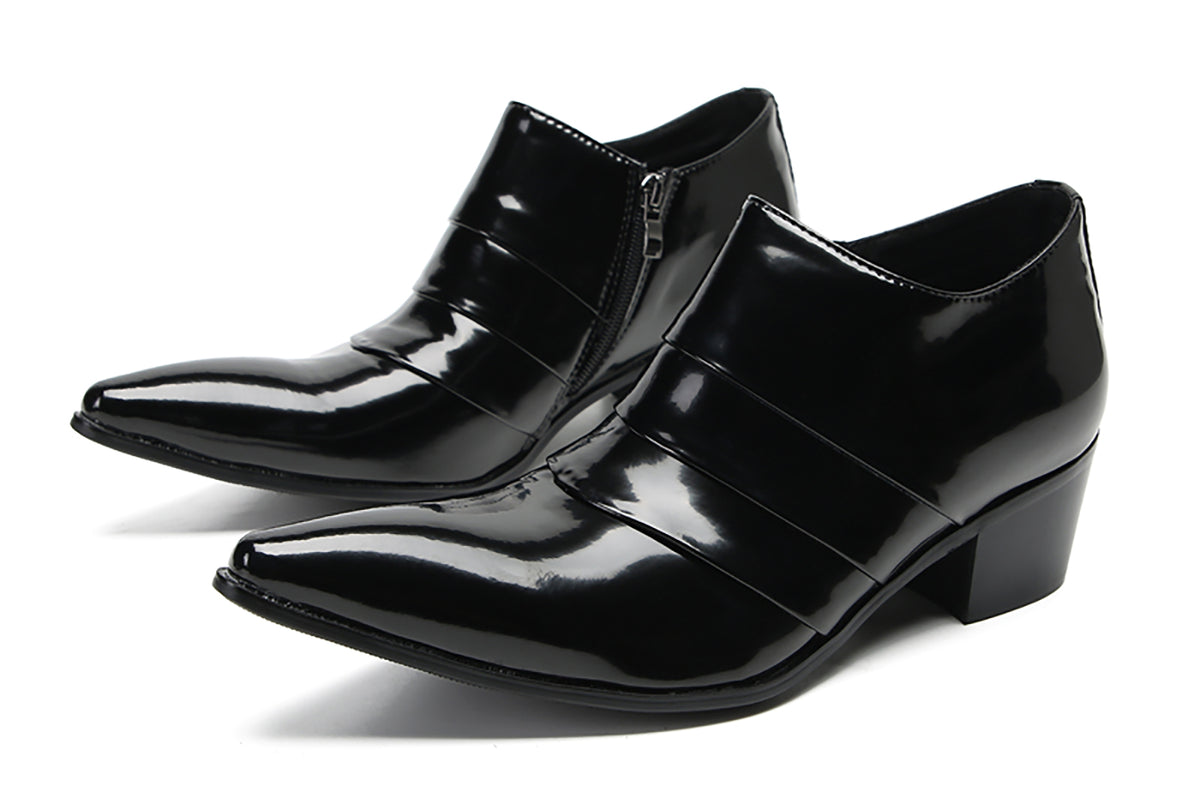 Mens Silp On Casual Dress Party Leather Pointed Toe Heel Pumps Loafers