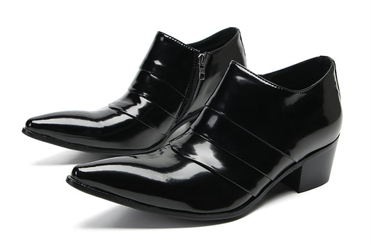 Mens Silp On Casual Dress Party Leather Pointed Toe Heel Pumps Loafers