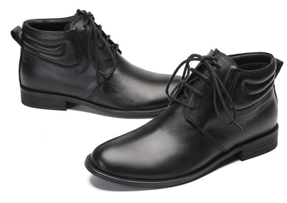 Mens Genuine Leather Dress Casual Ankle Oxfords Boots