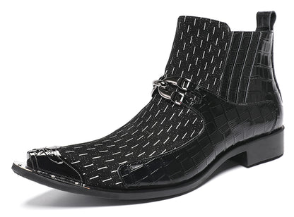 Mens Top-Grain Leather Party Dress Ankle Cowboy Western Boots