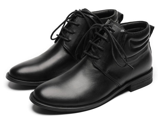 Mens Genuine Leather Dress Casual Ankle Oxfords Boots