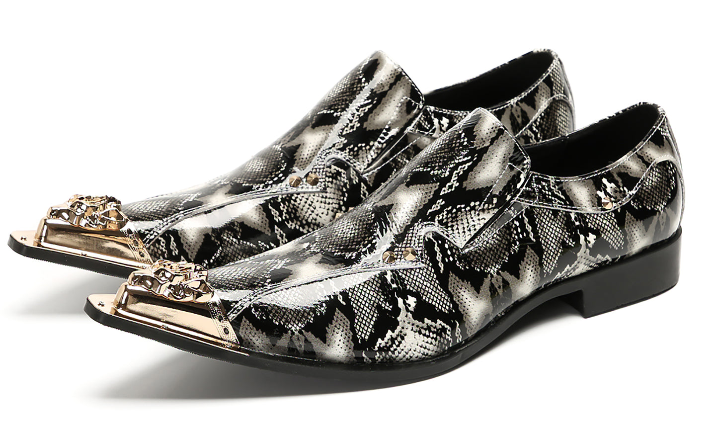 Mens Party Dress Slip On Casual Metal Pointed Toe Western Loafers