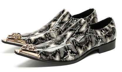 Mens Party Dress Slip On Casual Metal Pointed Toe Western Loafers