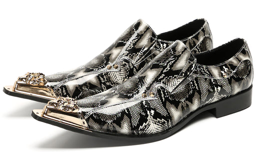 Mens Party Dress Slip On Casual Metal Pointed Toe Western Loafers