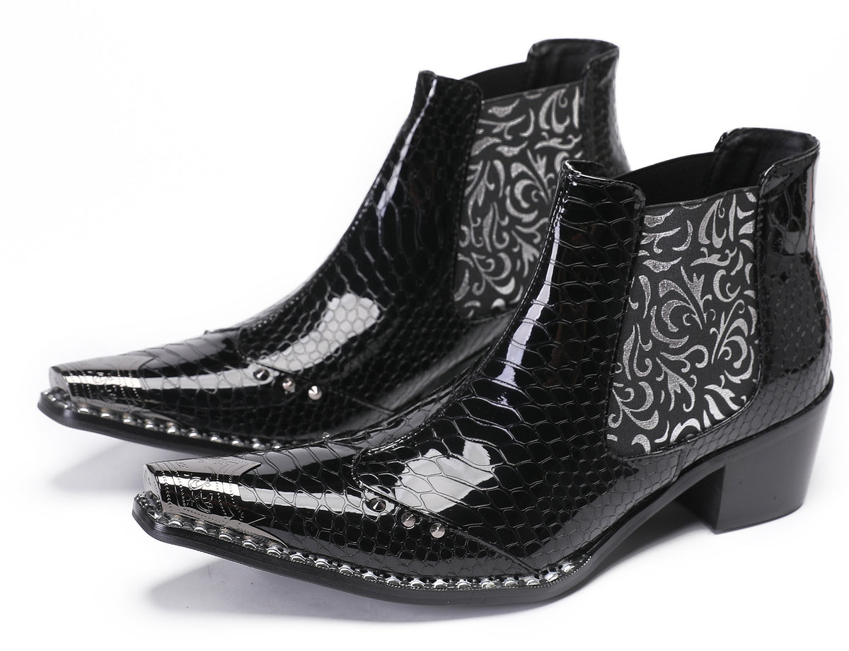 Mens Metal Wingtip Genuine Leather Singer Western Chelsea Boots