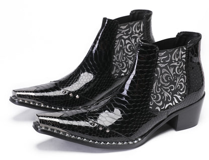 Mens Metal Wingtip Genuine Leather Singer Western Chelsea Boots