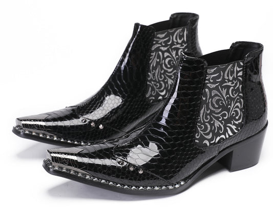 Mens Metal Wingtip Genuine Leather Singer Western Chelsea Boots