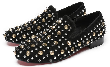 Mens Rocker Suede Party Dsico Ballroom Bar Disco Studded Loafers