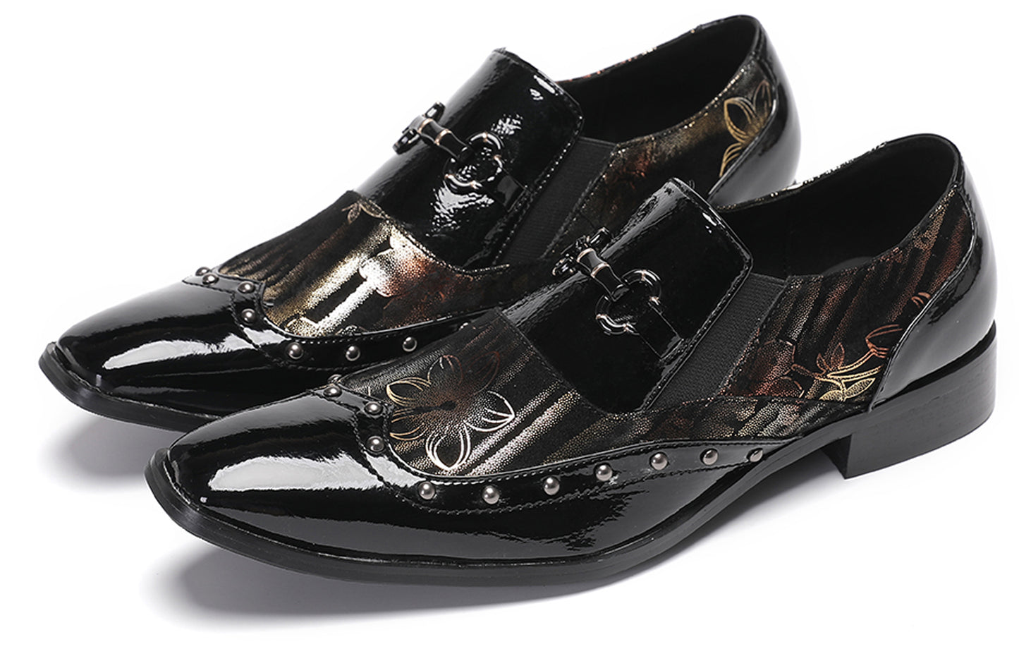 Mens Genuine Leather Two-Tone Design Party  Loafers