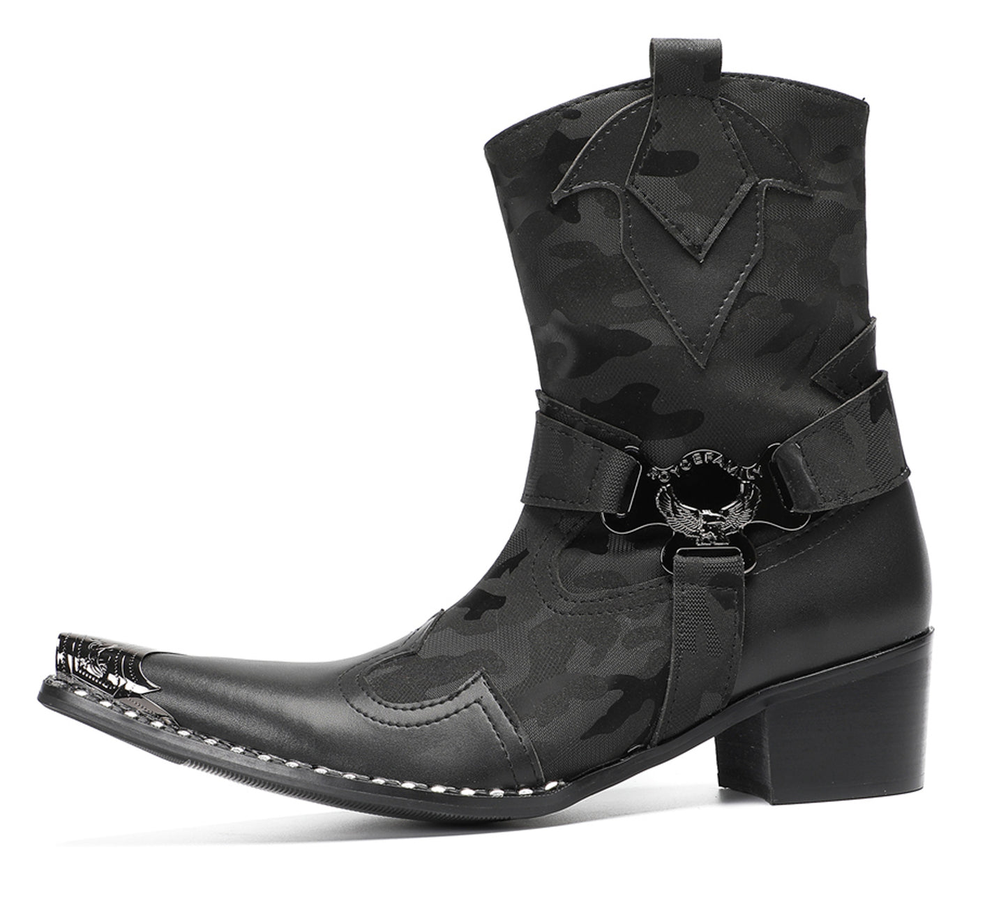 Mens Top-Grain Leather High Top Western Cowboy Boots