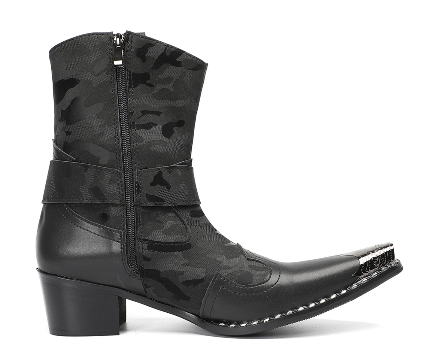 Mens Top-Grain Leather High Top Western Cowboy Boots