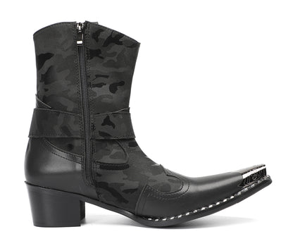 Mens Top-Grain Leather High Top Western Cowboy Boots