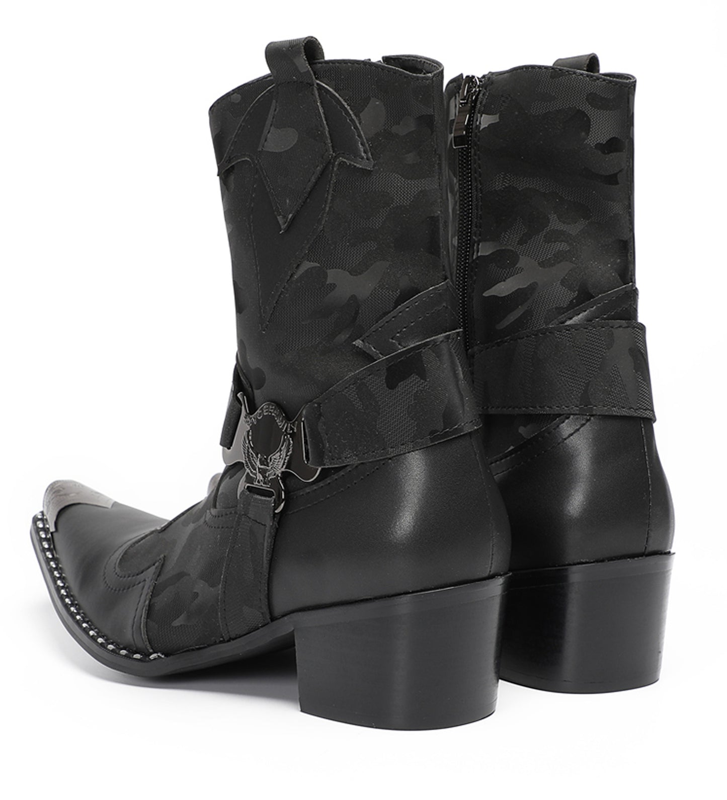 Mens Top-Grain Leather High Top Western Cowboy Boots
